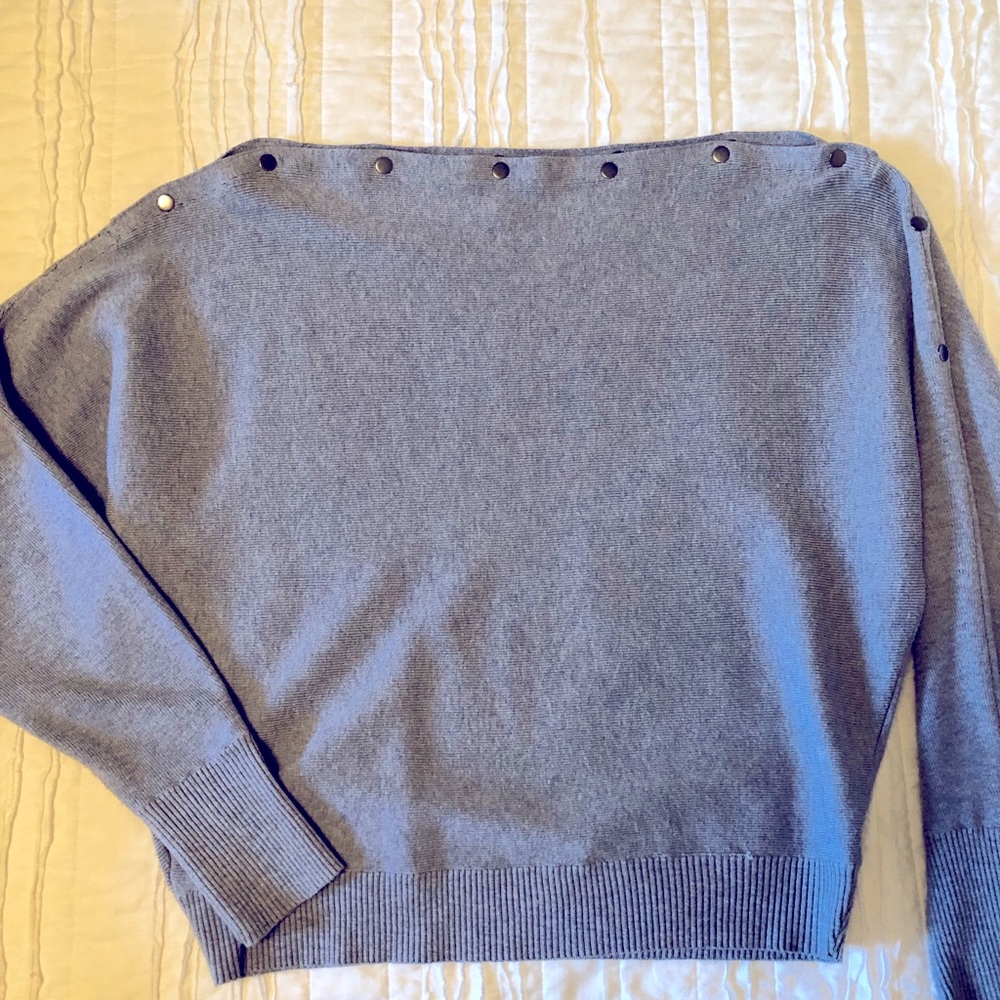 Off the shoulder snap sweater